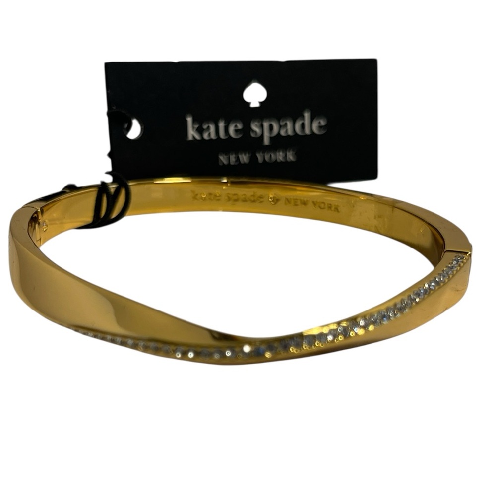 kate spade “Do The Twist” Gold Stainless Steel Bangle w/Crystal Pave - NWT**